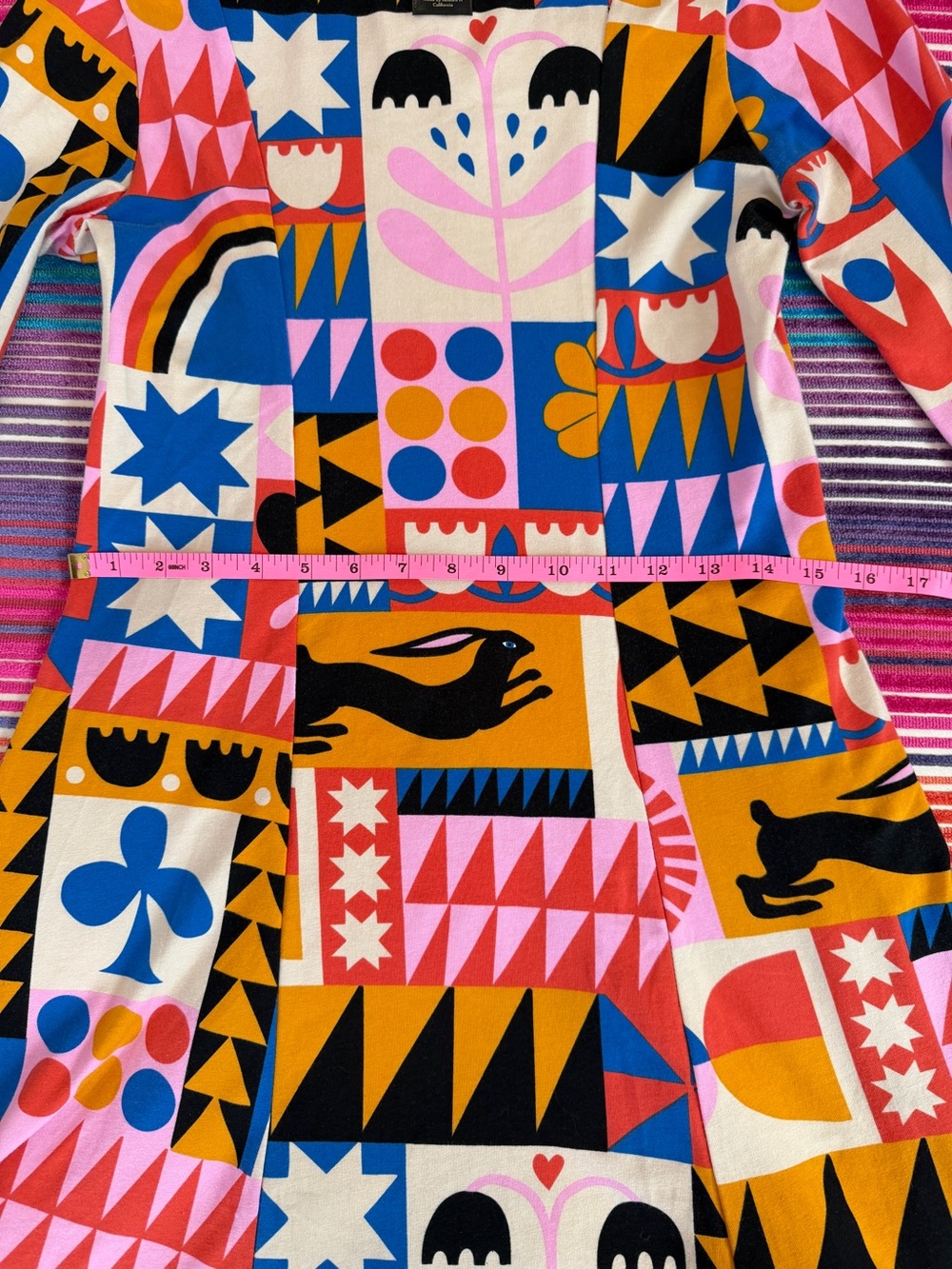 Nooworks Long Sleeve A-Line Tanya Dress Medium Lisa Congdon Rabbit Luck Like New - Picture 7 of 12